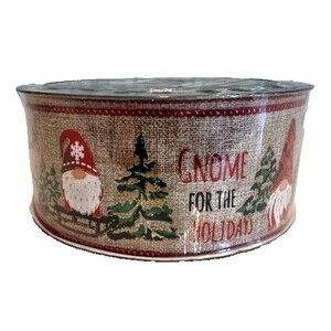 Member's Mark Premium Wired Edge Gnome Holiday Ribbon, 2.5" Wide x 50 Yards NEW